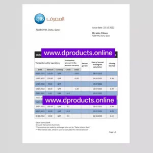 Qatar Bank Statement PDF Template