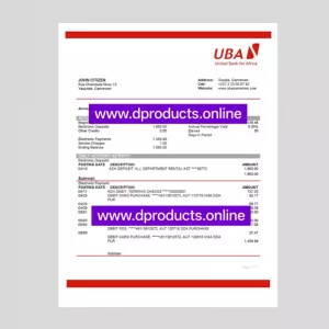 Cameroon Bank Statement PDF Template