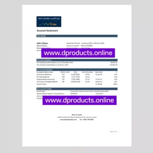 Jordan Bank Statement PDF Template