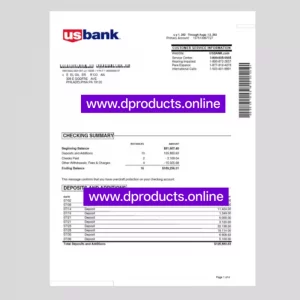 United States Bank Statement PDF Template