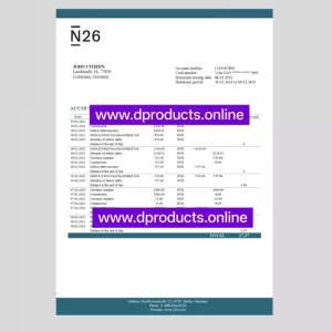 Germany Bank Statement PDF Template