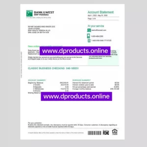 France Bank Statement PDF Template