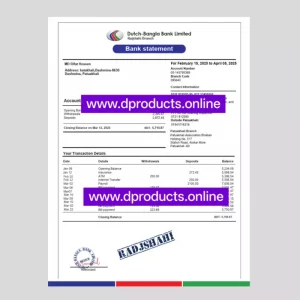 Bangladesh Bank Statement PDF Template