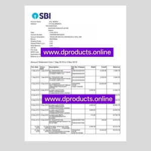 India Bank Statement PDF Template
