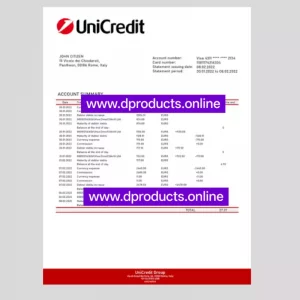 Italy Bank Statement PDF Template