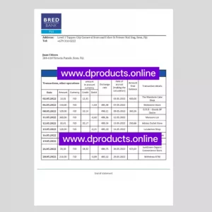 Fiji Bank Statement PDF Template