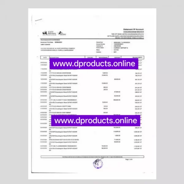 Eswatini Bank Statement PDF Template