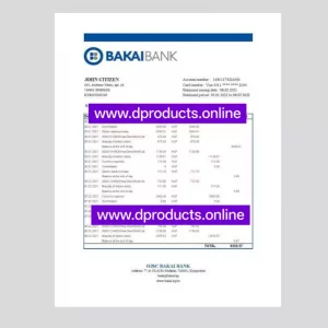 Kyrgyzstan Bank Statement PDF Template