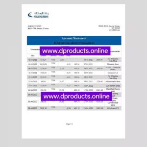Yemen Bank Statement PDF Template