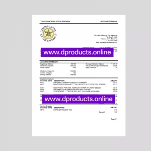 Bahamas Bank Statement PDF Template