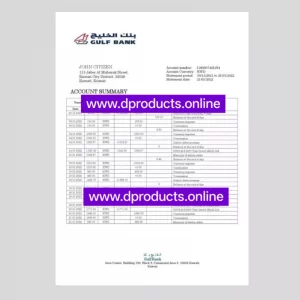 Kuwait Bank Statement PDF Template