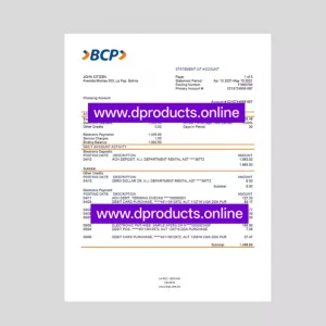Bolivia Bank Statement PDF Template