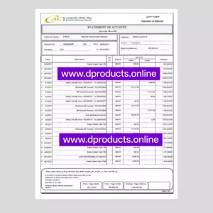 Djibouti Bank Statement PDF Template