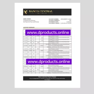 São Tomé and Príncipe Bank Statement PDF Template
