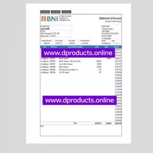 Trinidad and Tobago Bank Statement PDF Template