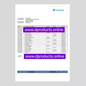 Congo (Republic) Bank Statement PDF Template