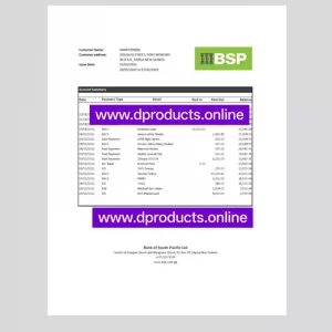Papua New Guinea Bank Statement PDF Template