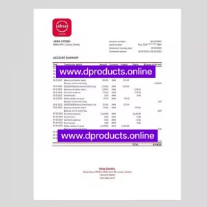 Zambia Bank Statement PDF Template