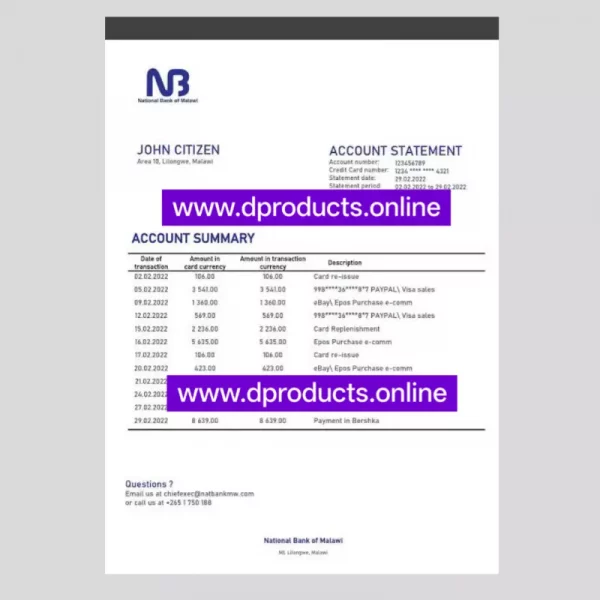 Micronesia Bank Statement PDF Template