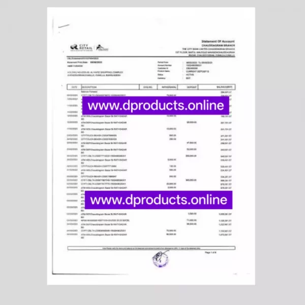 Vatican City Bank Statement PDF Template