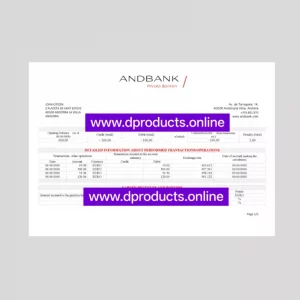 Andorra Bank Statement PDF Template