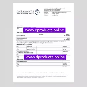 Libya Bank Statement PDF Template