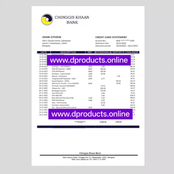 Monaco Bank Statement PDF Template
