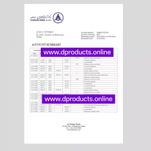 Sudan Bank Statement PDF Template