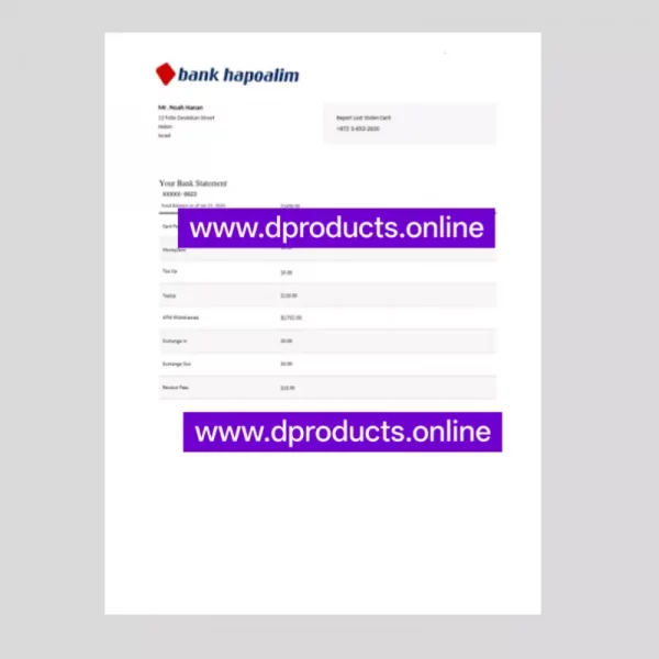 Tuvalu Bank Statement PDF Template