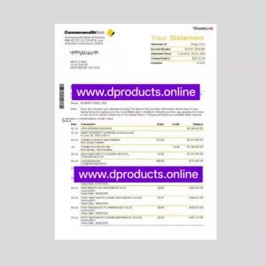 Australia Bank Statement PDF Template
