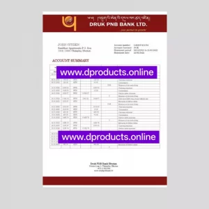 Bhutan Bank Statement PDF Template