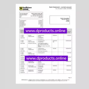 Czechia Bank Statement PDF Template