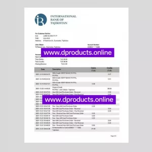 Tajikistan Bank Statement PDF Template