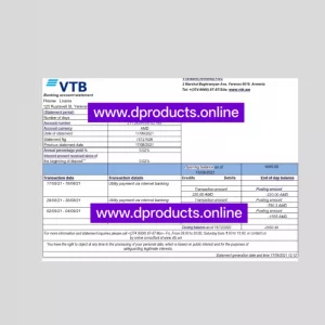Armenia Bank Statement PDF Template