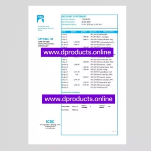 China Bank Statement PDF Template