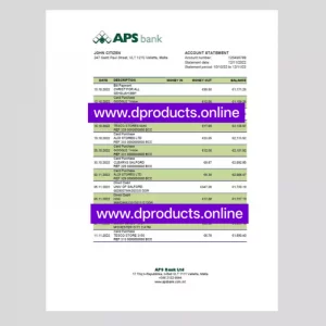 Malta Bank Statement PDF Template