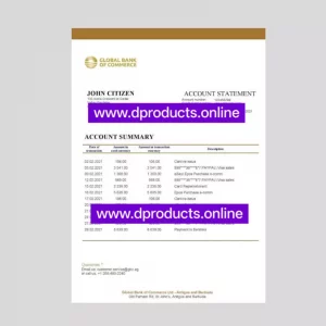 Antigua and Barbuda Bank Statement PDF Template