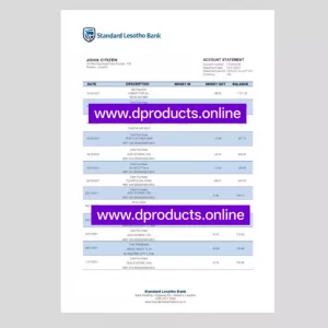 Lesotho Bank Statement PDF Template