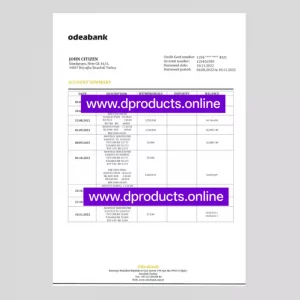 Türkiye Bank Statement PDF Template