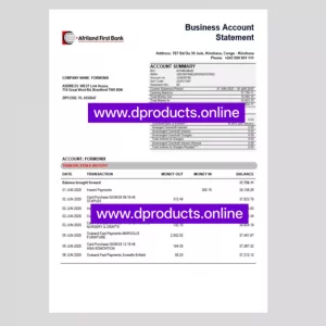 Congo (Democratic Republic) Bank Statement PDF Template