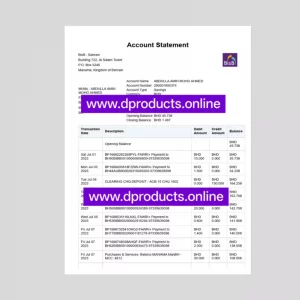Bahrain Bank Statement PDF Template