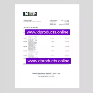Sierra Leone Bank Statement PDF Template