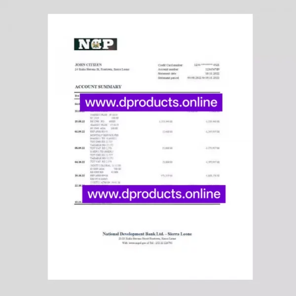 Sierra Leone Bank Statement PDF Template