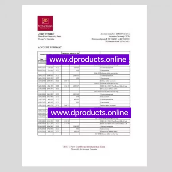 Grenada Bank Statement PDF Template