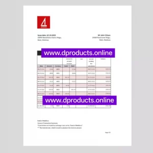 Maldives Bank Statement PDF Template