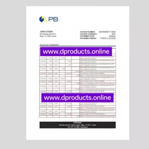 Latvia Bank Statement PDF Template