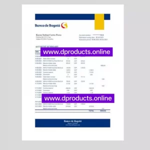 Colombia Bank Statement PDF Template
