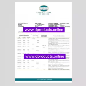 Greece Bank Statement PDF Template