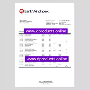 Namibia Bank Statement PDF Template