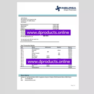 Mexico Bank Statement PDF Template